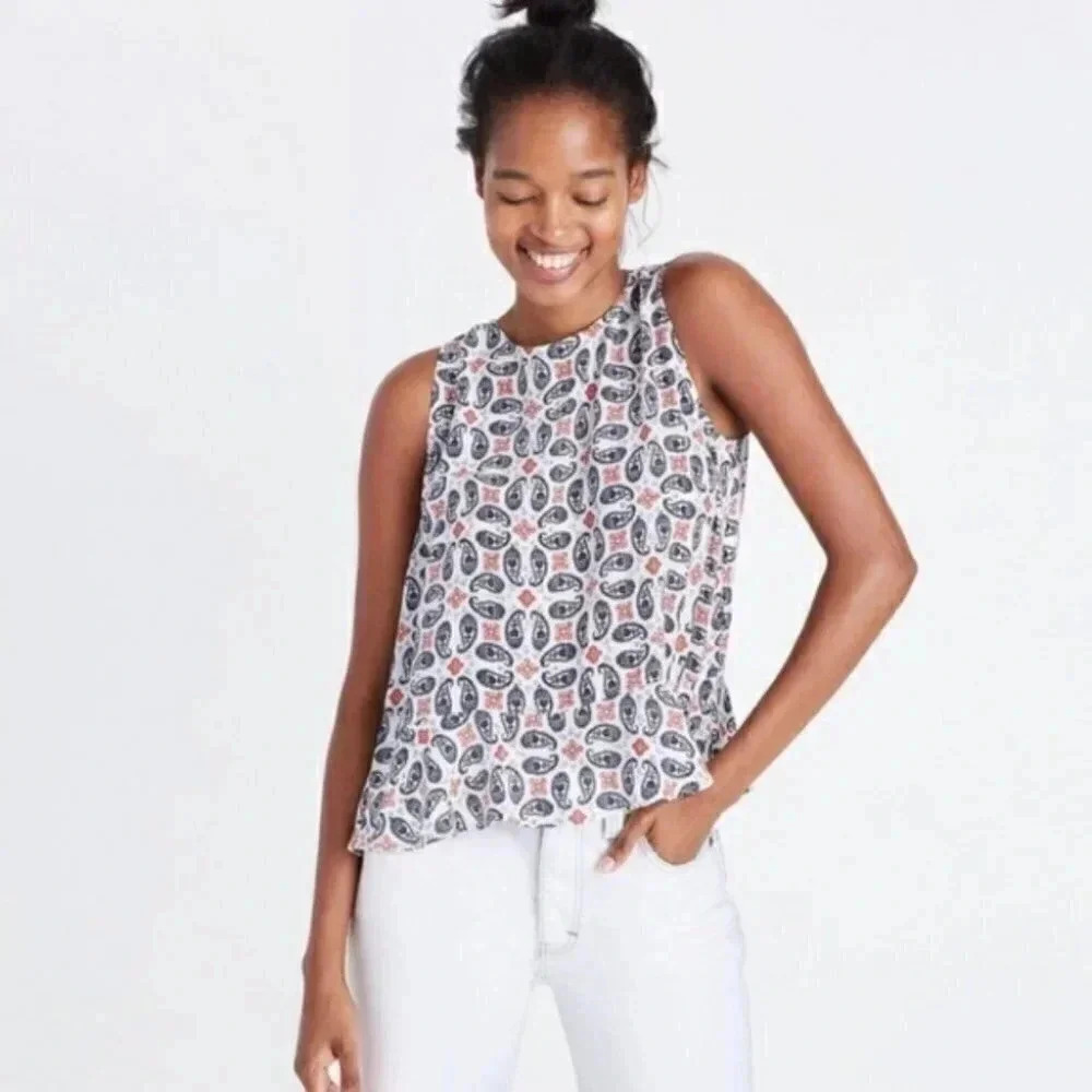 Madewell Silk Bandana Paisley Print Peplum…
